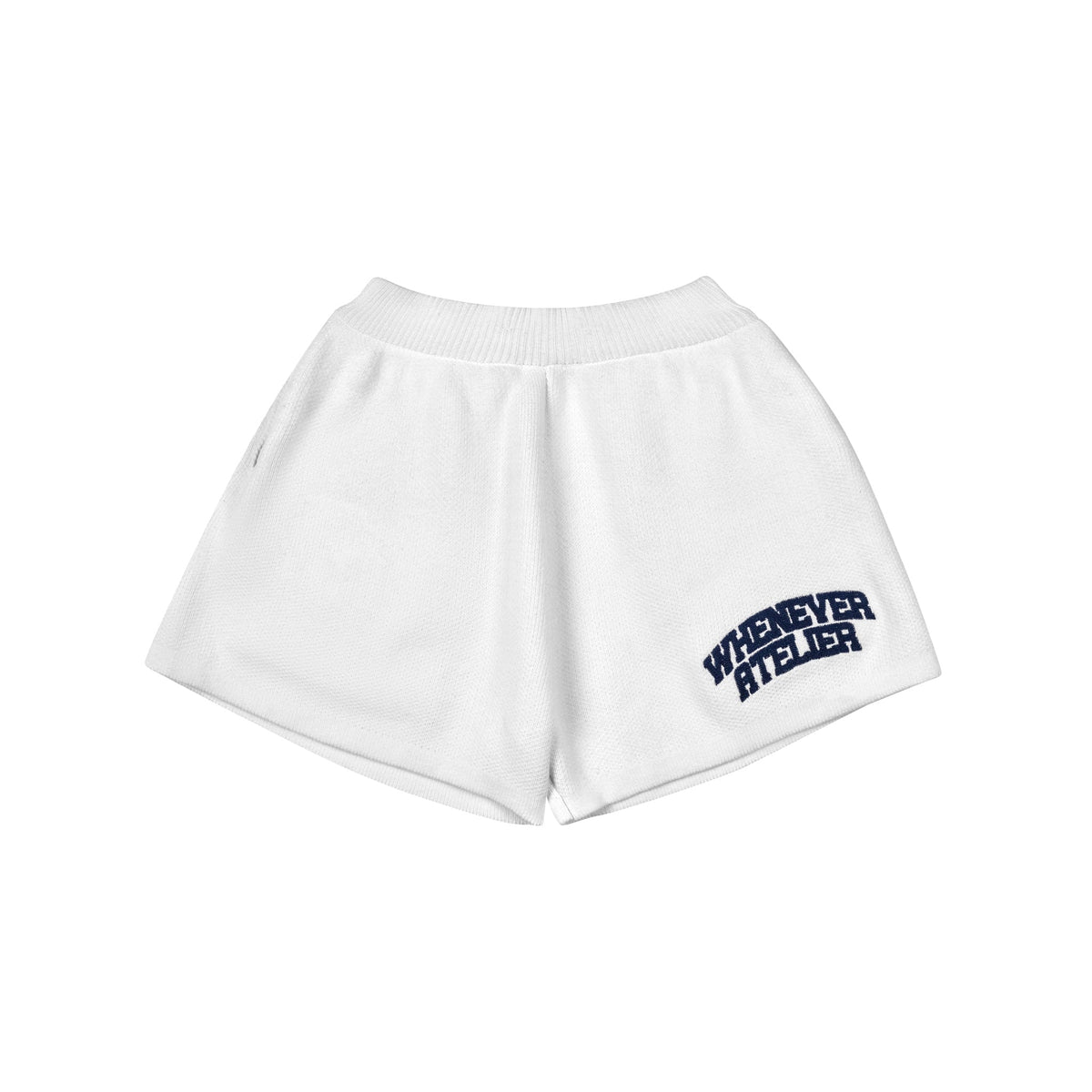"WHENEVER" BASIC LOGO KNIT SHORTS / WHITE