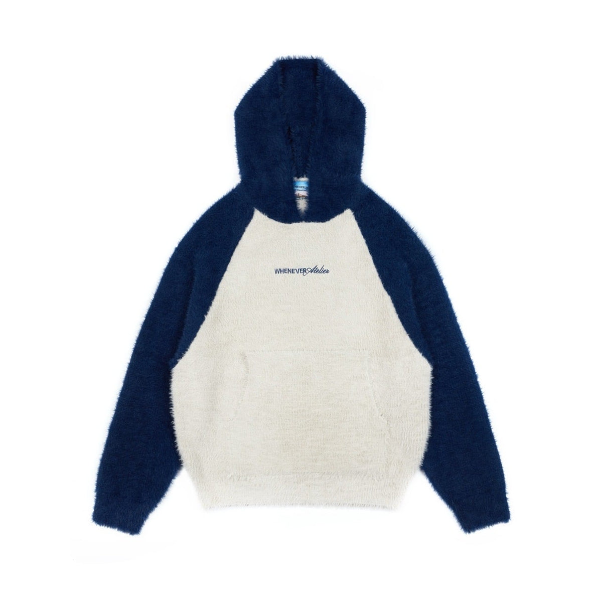 "WHENEVER" COZY FOX RAGLAN HOODIE / GREY NAVY