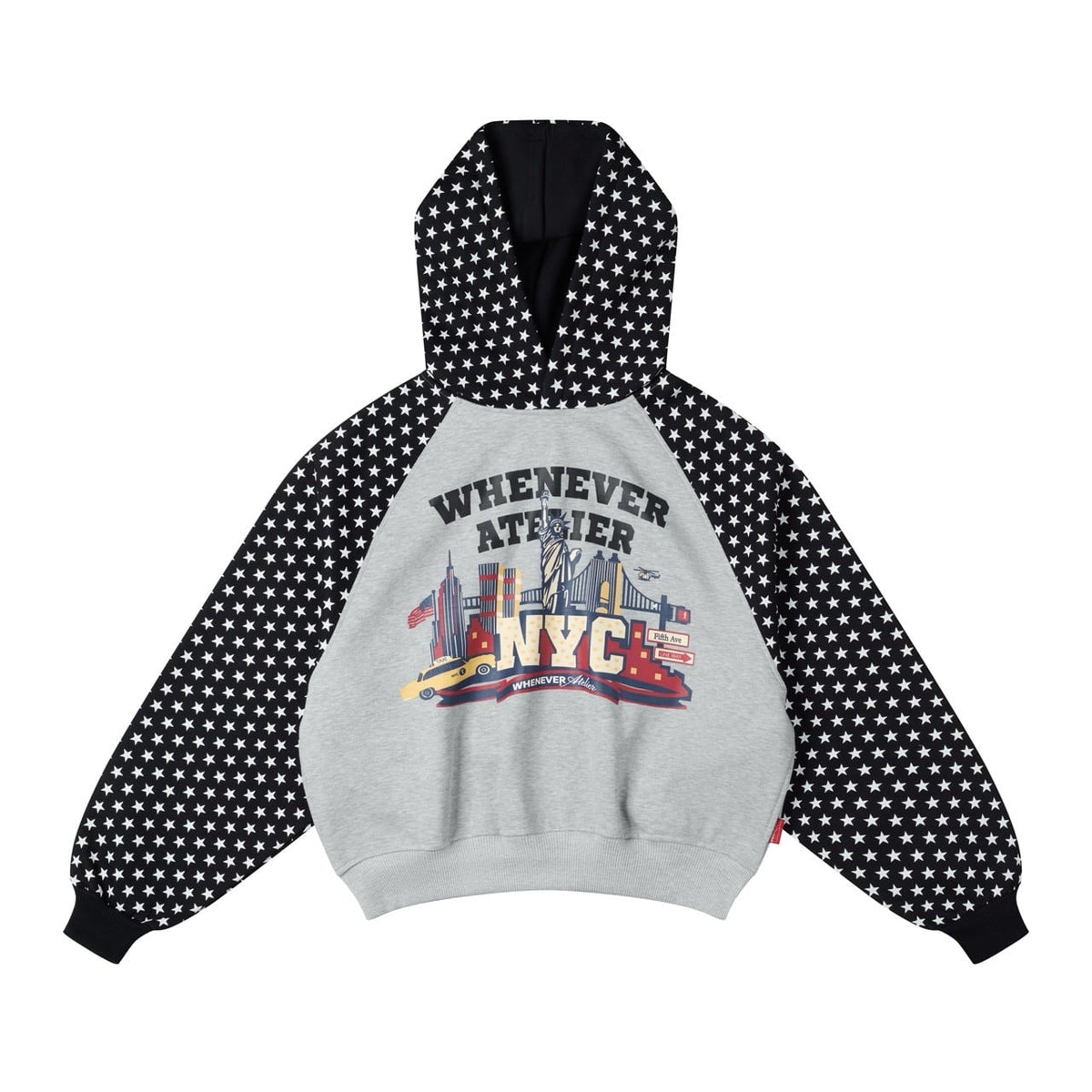 "WHENEVER" STAR RAGLAN HOODIE / GREY BLACK