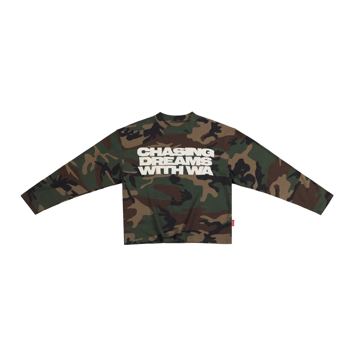 "WHENEVER" WAFFLE CAMO LONG SLEEVES / GREEN