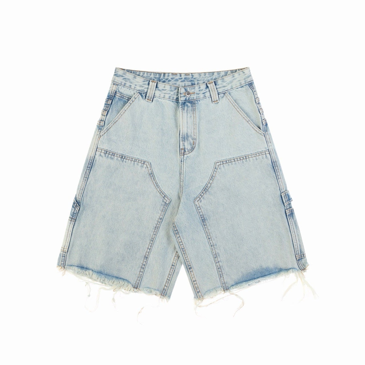 "WHENEVER" DOUBLE-KNEE BAGGY SHORTS / WASH BLUE