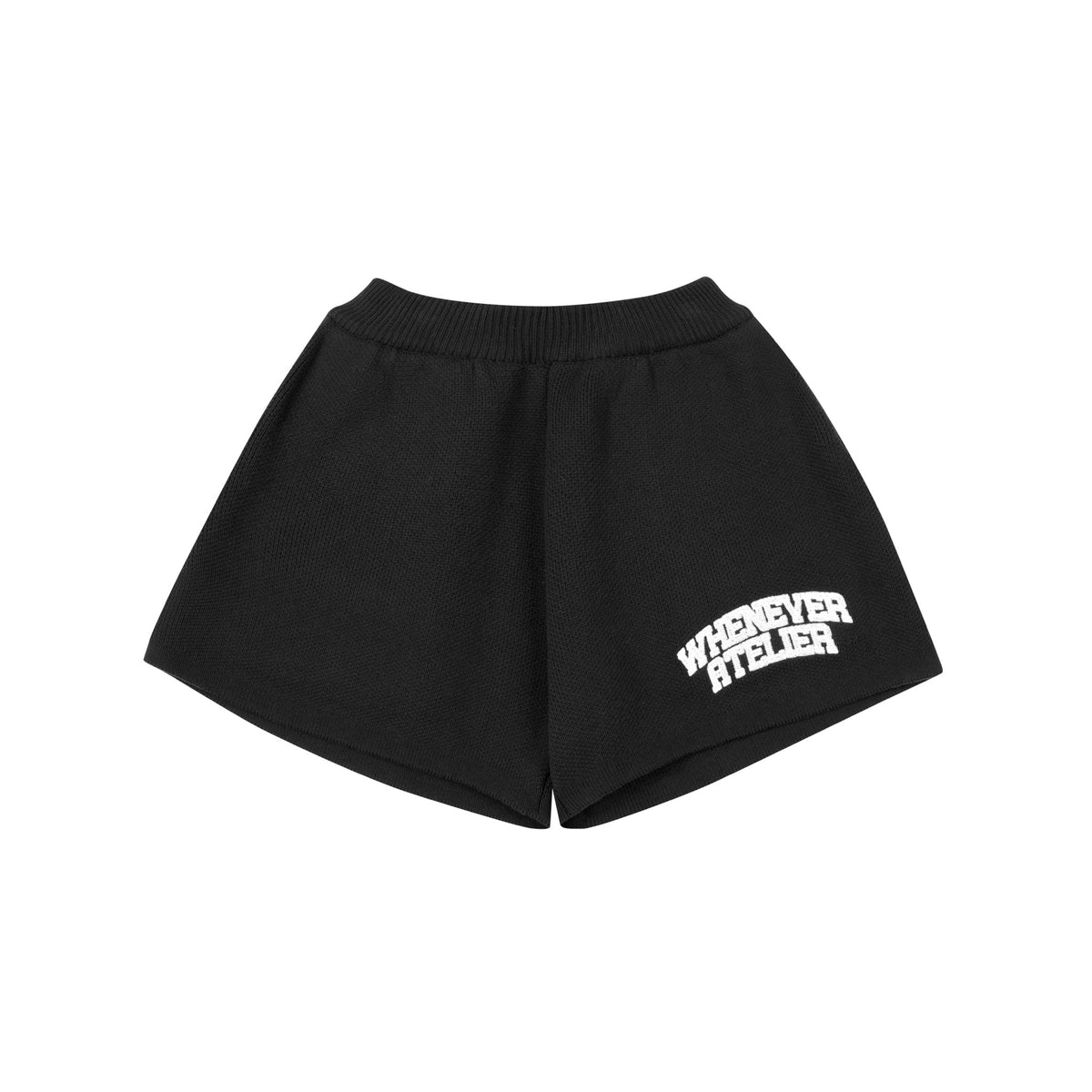 "WHENEVER" BASIC LOGO KNIT SHORTS / BLACK