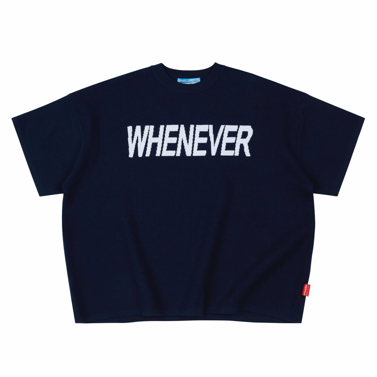 "WHENEVER" SIGNATURE KNIT T-SHIRT / NAVY
