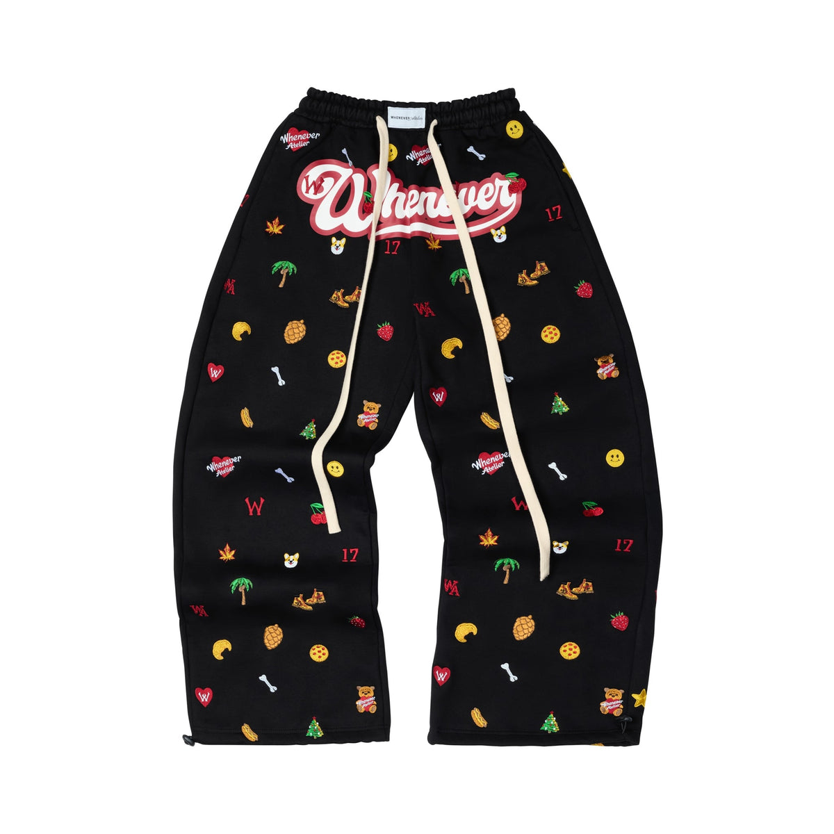 "WHENEVER" ICON EMBROIDERED SWEATPANT / BLACK