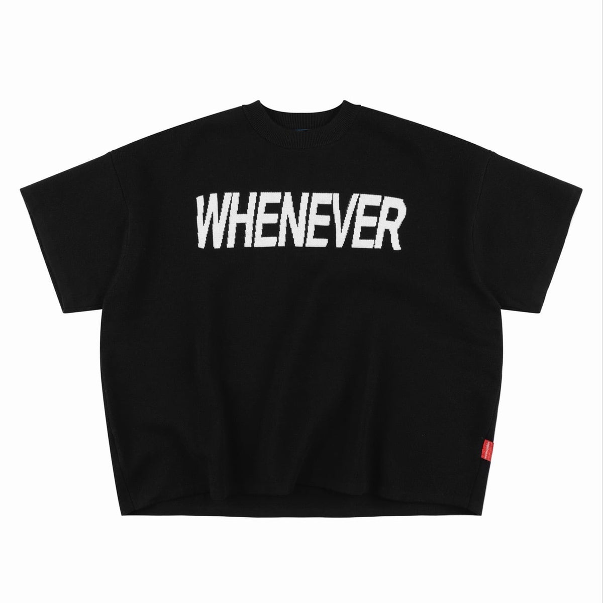"WHENEVER" SIGNATURE KNIT T-SHIRT / BLACK