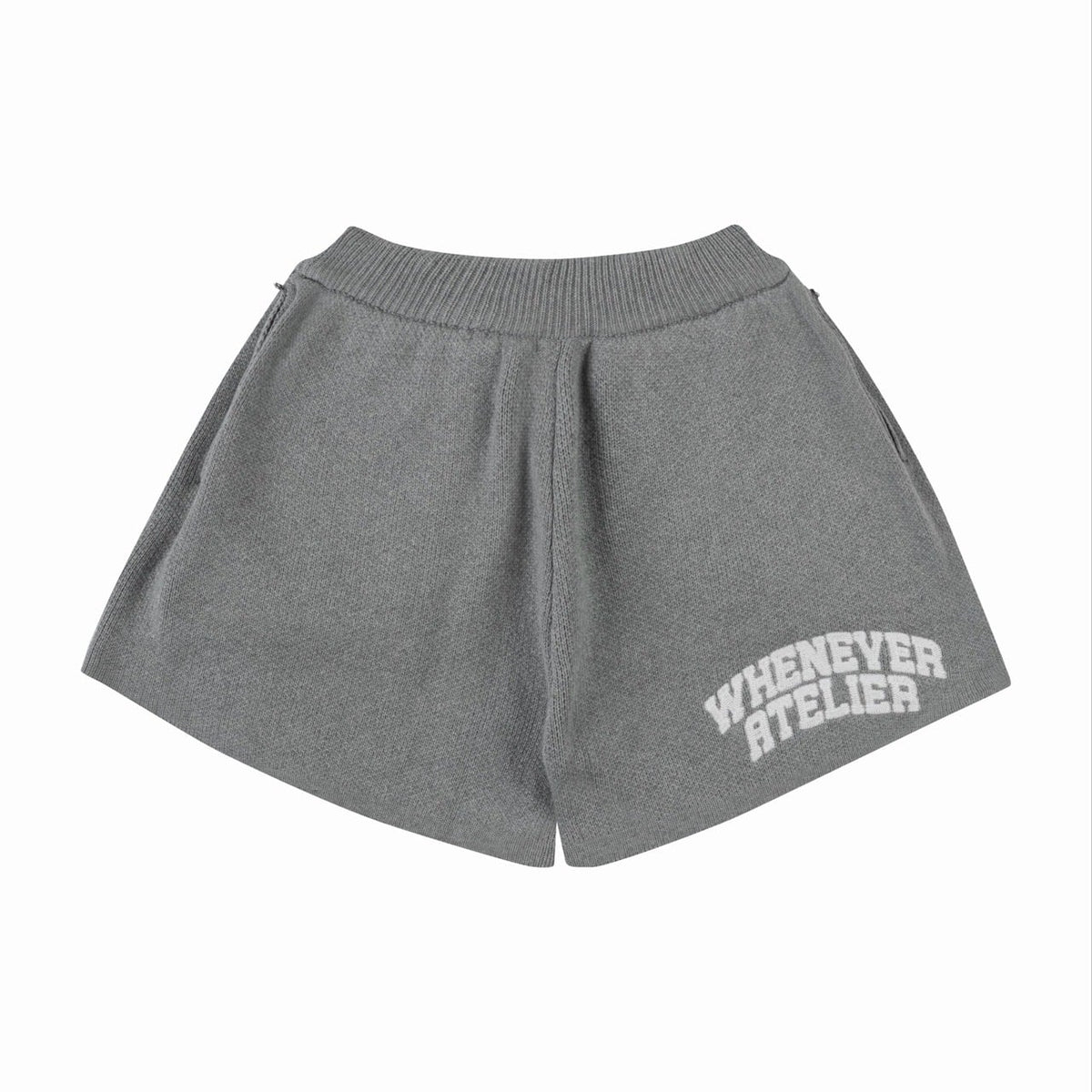 "WHENEVER" BASIC LOGO KNIT SHORTS / GREY