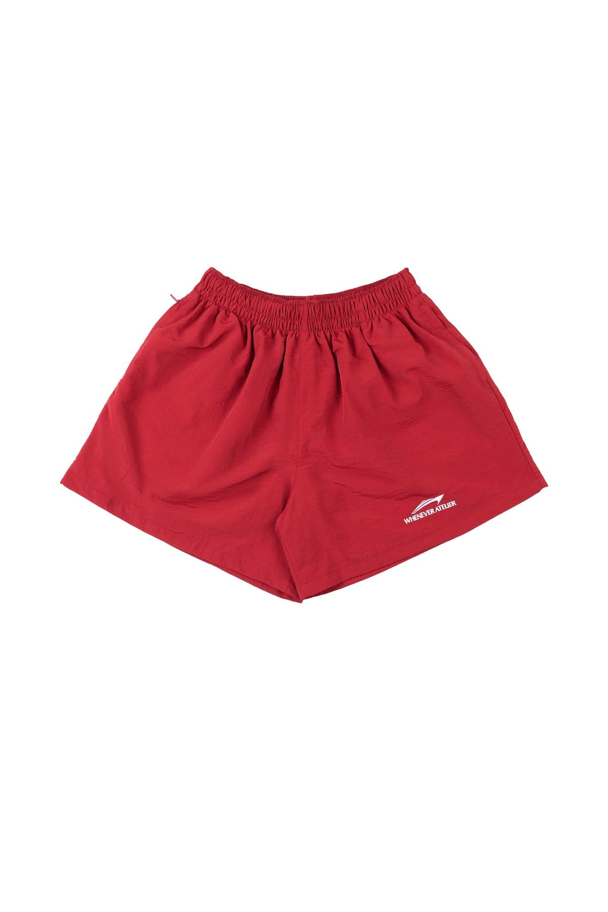 "WHENEVER" YATCH LOGO SHORTS / RED