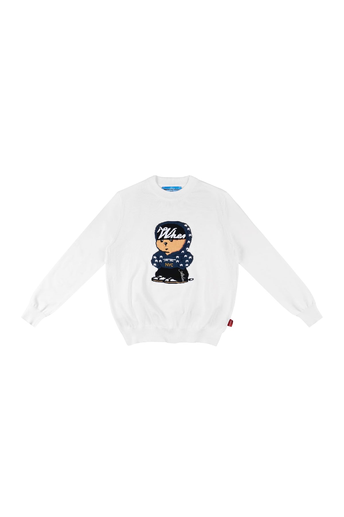 "WHENEVER" STAR BEAR SWEATER / WHITE