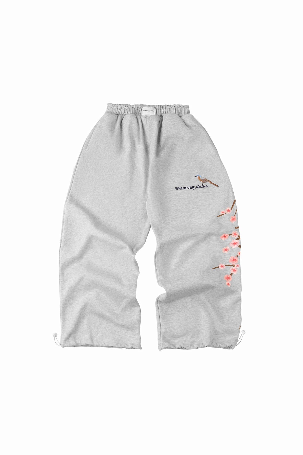 "WHENEVER" SAKURA EMBROIDERED SWEATPANTS / GREY