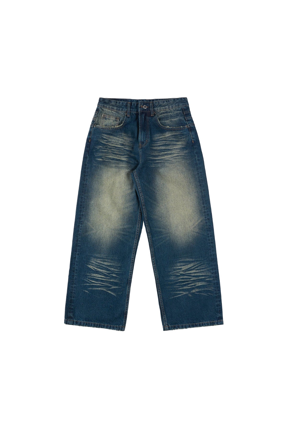 "WHENEVER" AGED BAGGY JEANS / INDIGO