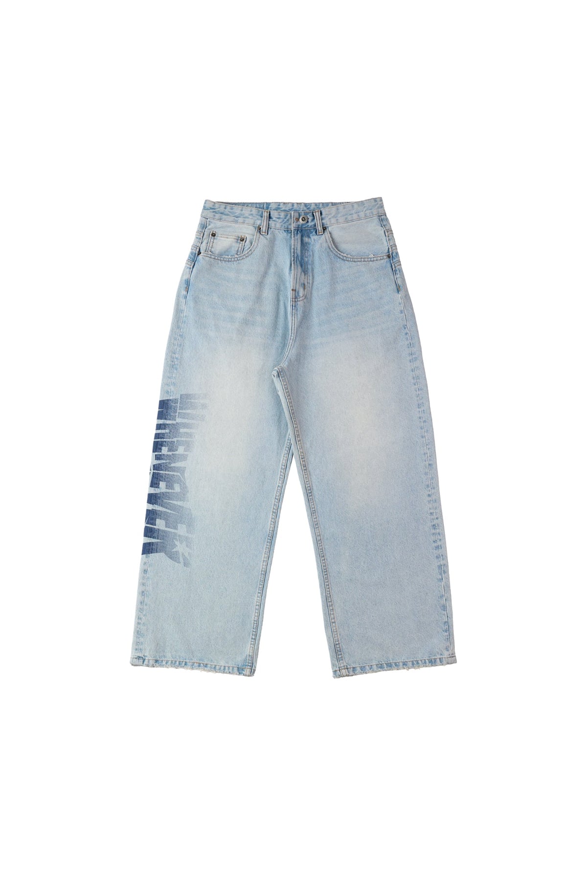 "WHENEVER" ARC LOGO BAGGY JEANS / BLUE