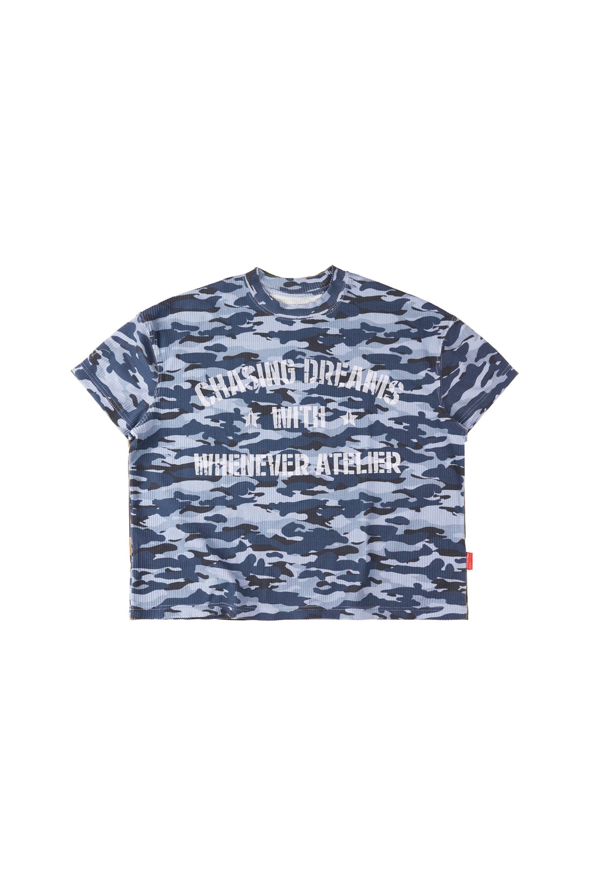 "WHENEVER" CD WAFFLE CAMO T-SHIRT / BLUE