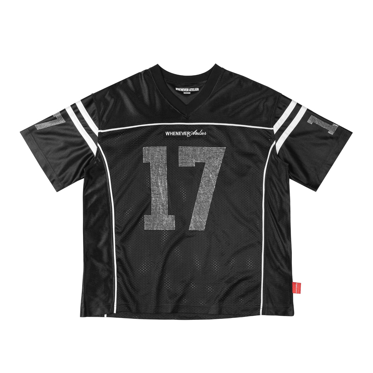 "WHENEVER" RHINESTONE 17 MESH JERSEY / BLACK