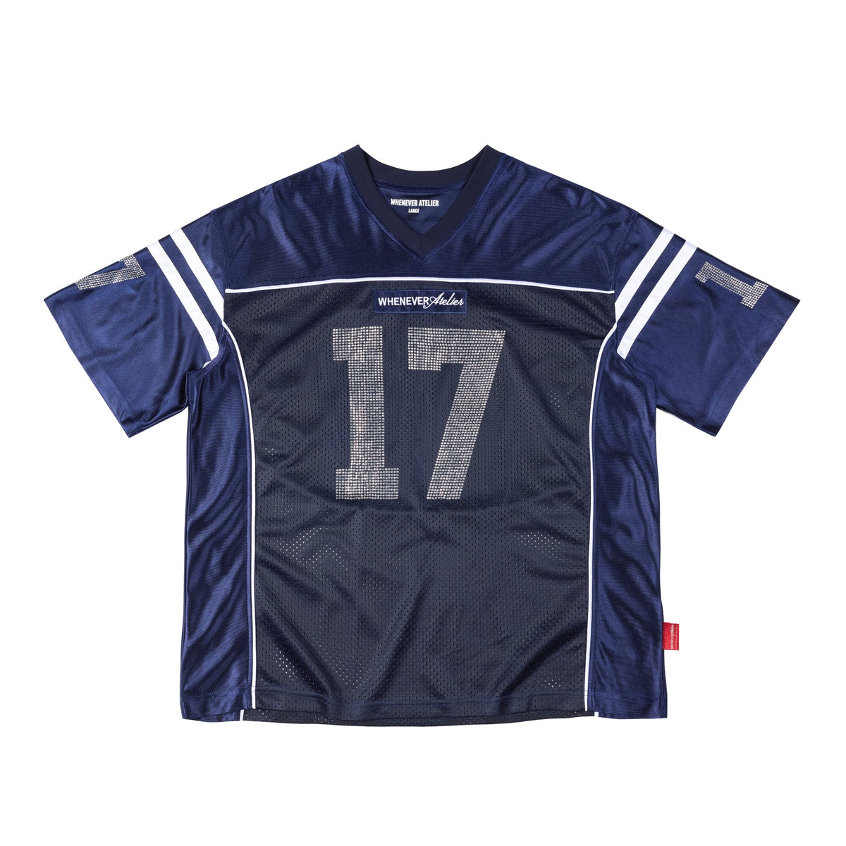 "WHENEVER" RHINESTONE 17 MESH JERSEY / NAVY