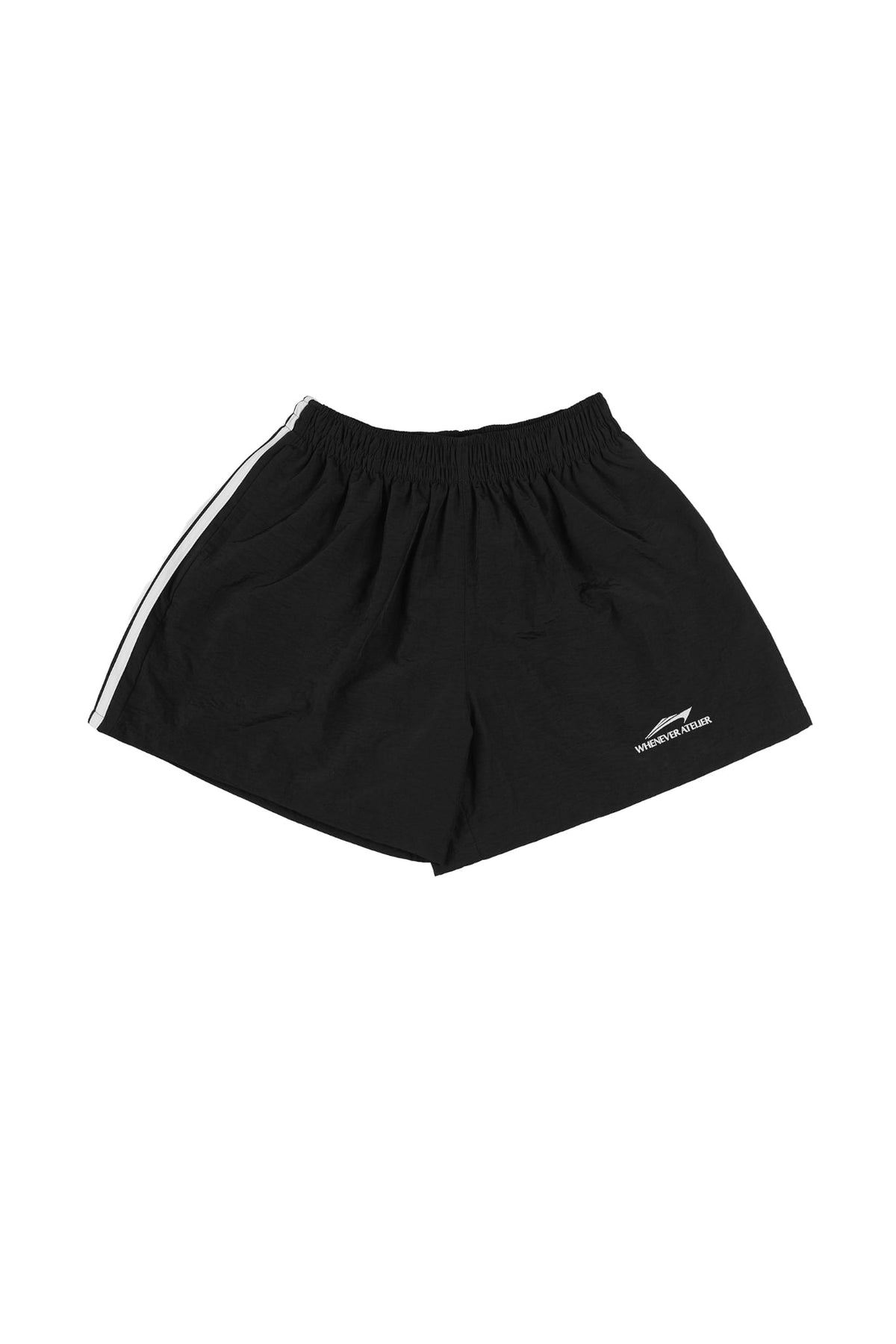 "WHENEVER" YATCH LOGO SHORTS / BLACK