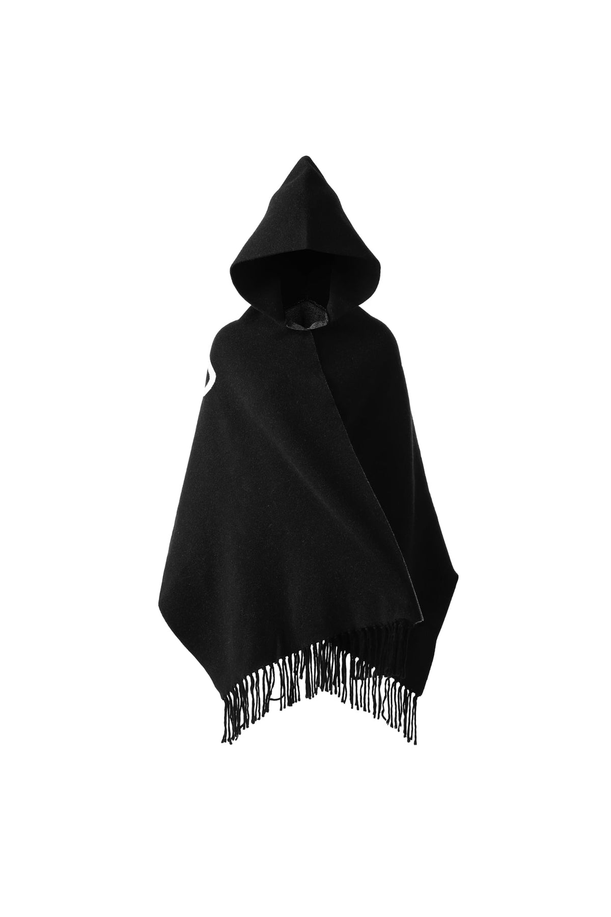 "WHENEVER" FRINGE HOOD SCARF / BLACK