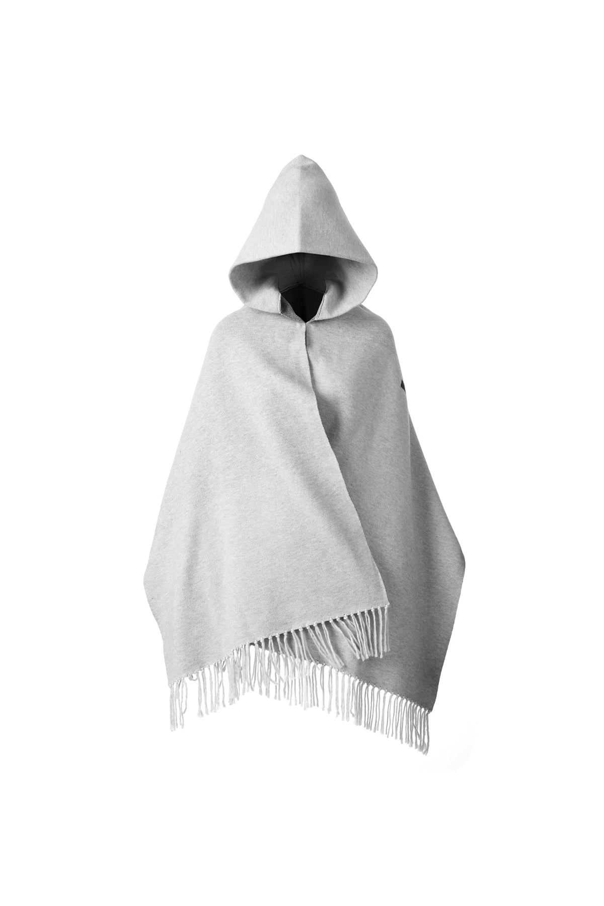 "WHENEVER" FRINGE HOOD SCARF / GREY